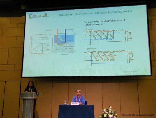 Margarita Mezzetti speaks on the topic of "Microstructural Investigation of Complex Ores Processed with Electric Impulses" at the IMPC in Moscow Institute of Mineral Processing Machines (IAM) TU Freiberg