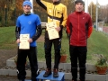 Die Sieger des Hauptlaufes über 7,8km: 1. Moritz Döllgast (Post SV Dresden), 2. Peter Hoffmann (Laufteam TU Bergakademie Freiberg) und 3. Tino Sickert (Citylauf-Verein Dresden)