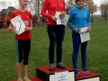 Gesamtsiegerehrung Weißeritztallauf 7,5 km Damen: 1. Ines Uhlig (Skiklub Dresden Niedersedlitz), 2. Joy-Joela Krügel (Dippoldiswalde) und 3. Grit Otto (SSV Altenberg)